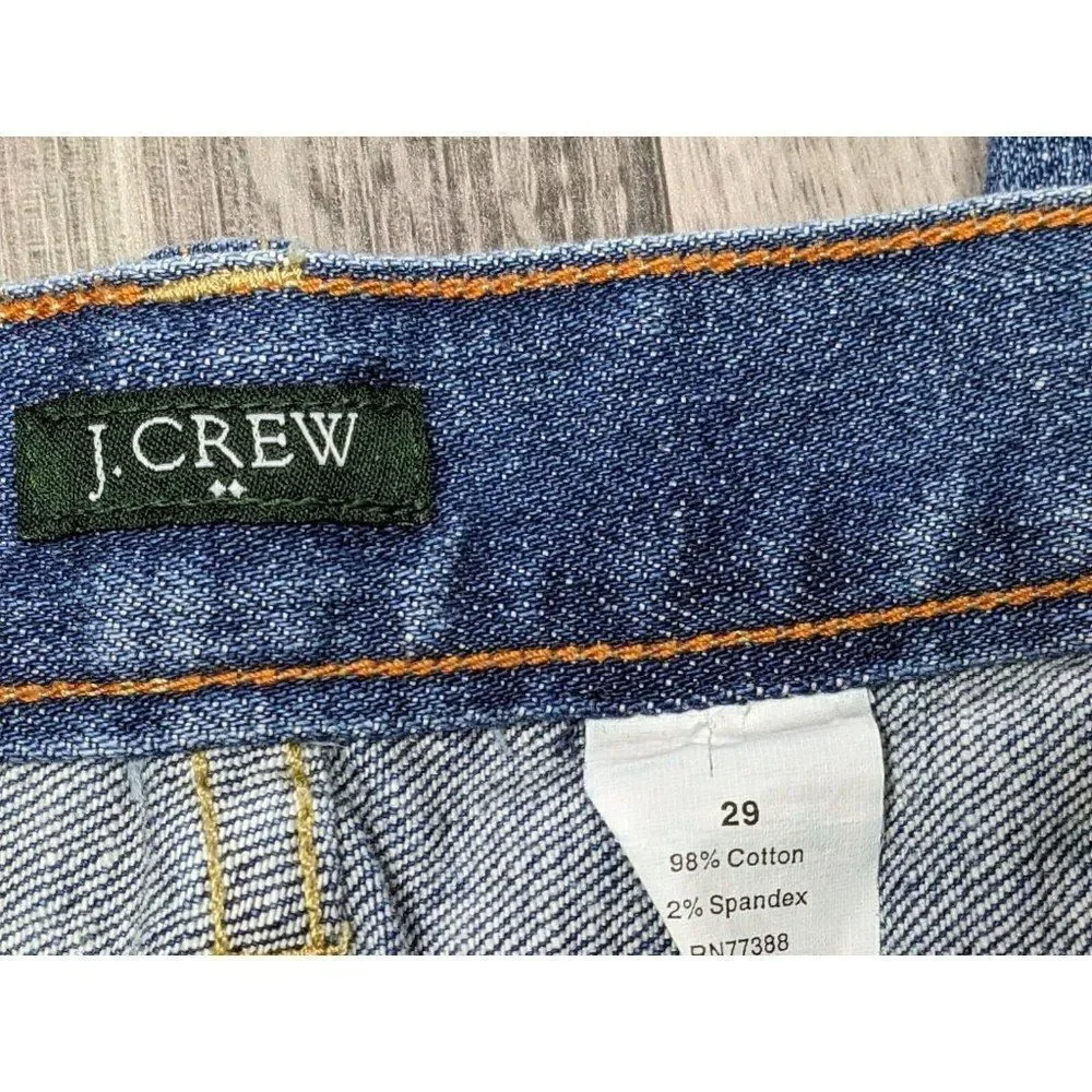 J. Crew Womens Size 29 Pockets Hipslung Whiskered‎ Denim Blue Jeans Capris